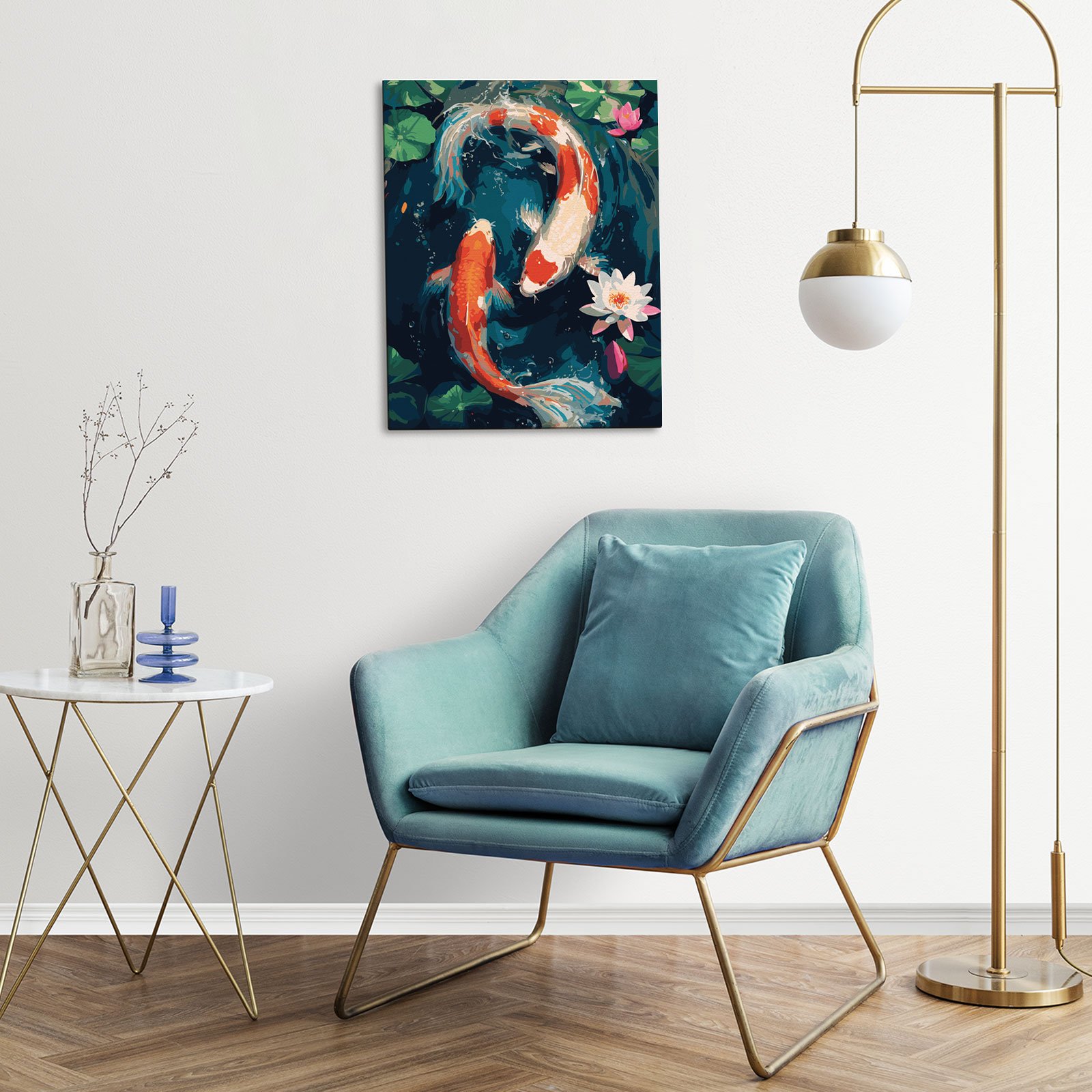 Koi Carp Among Lotuses - Image 3